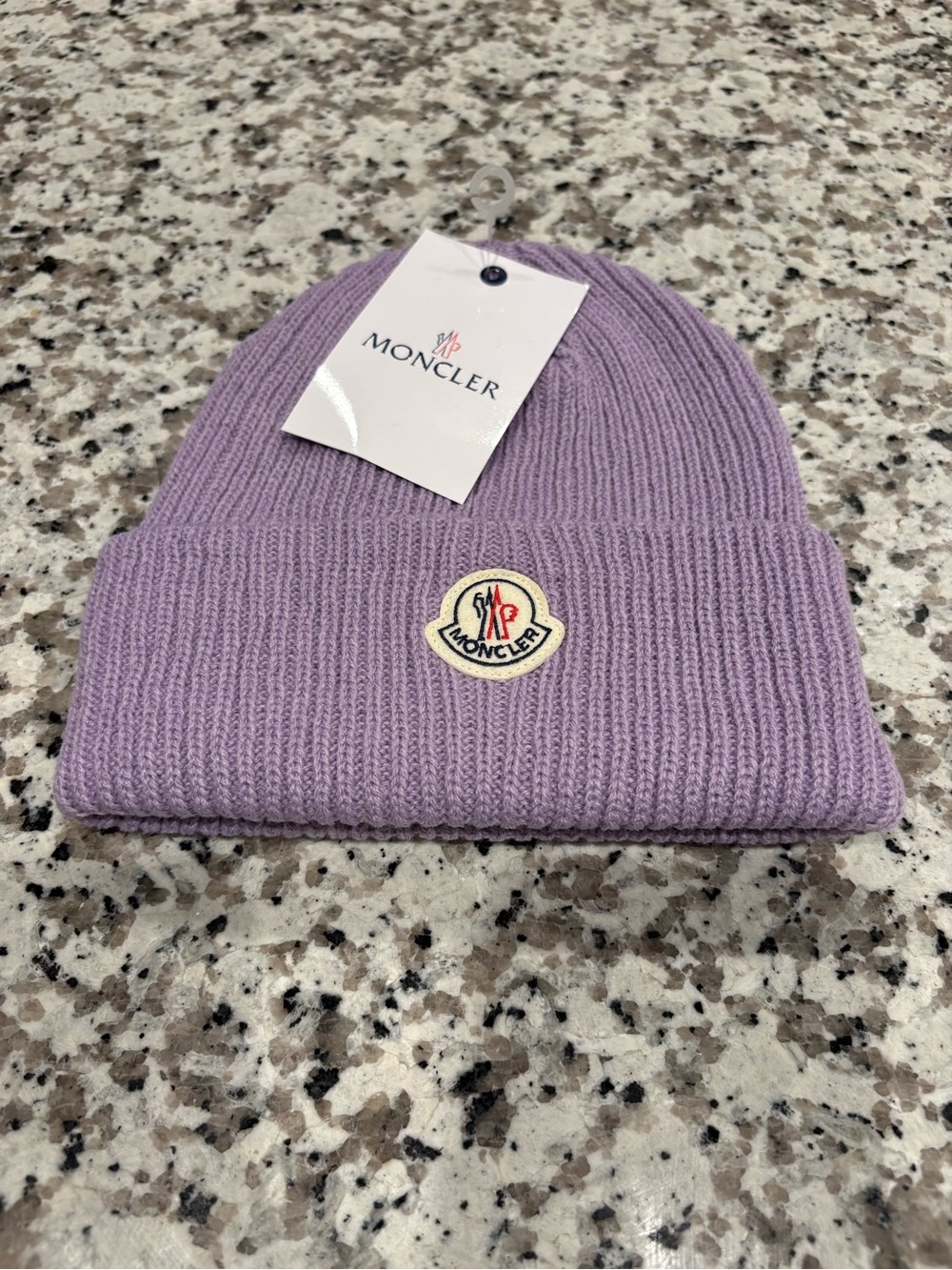 Moncler Lavender Ribbed Cuffed Beanie